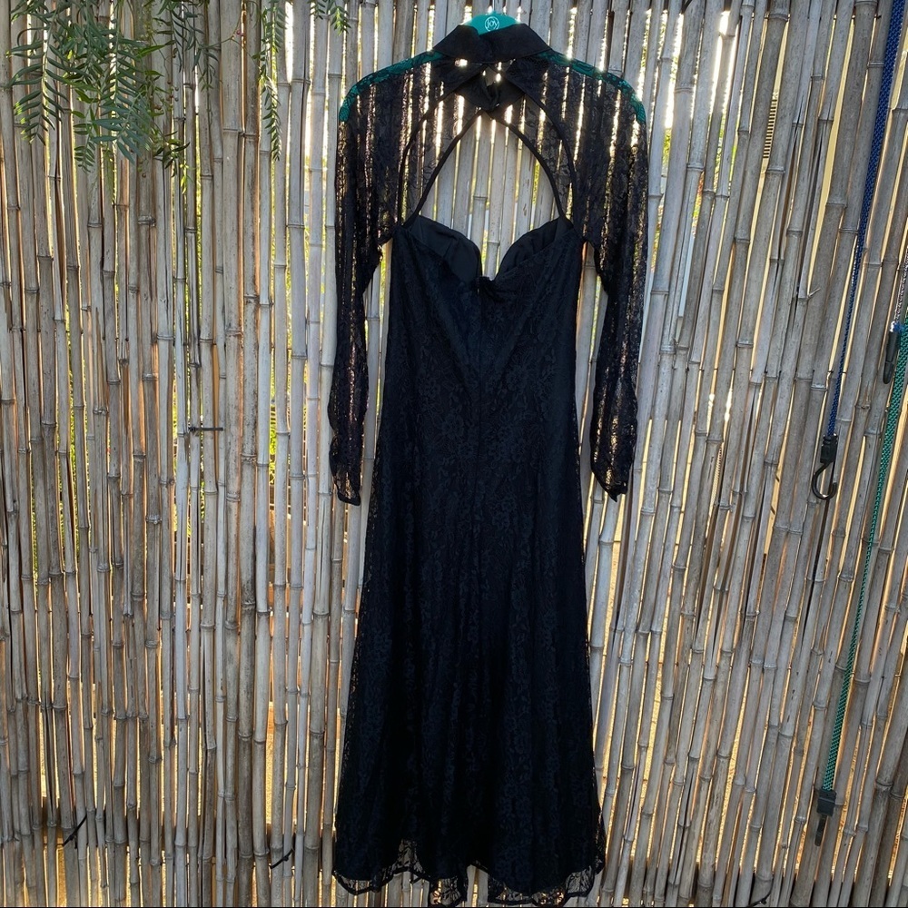 Line & Dot Black Lace Midi Dress
